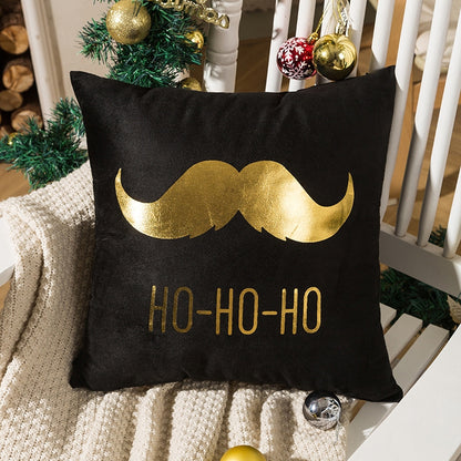 ELECTROPRIME Merry Christmas Pillow Case Gold Foil Printing Pillow Cover Sofa Waist Throw Cushion Cover Coffee Shop Decorative 43cm x 43cm(4)
