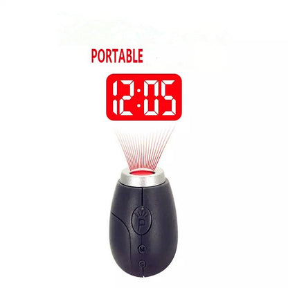 ELECTROPRIME Portable Digital Projection Alarm Clock Mini Projector LED Clock Carry Time Flashlight Clock with Hanging Rope(Red)