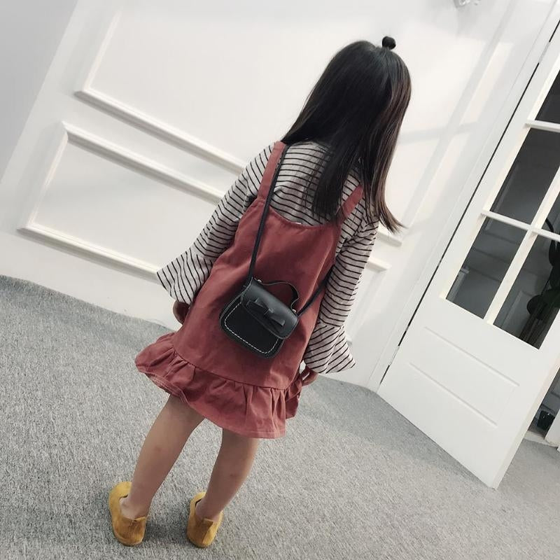 ELECTROPRIME Bowknot PU Leather Mini Baby Girls Casual Messenger Bag Coin Purse Children Small Clutch Bags Simple Shoulder Bag(Yellow)