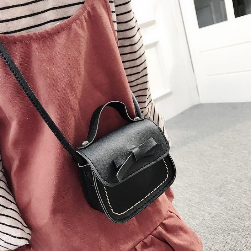 ELECTROPRIME Bowknot PU Leather Mini Baby Girls Casual Messenger Bag Coin Purse Children Small Clutch Bags Simple Shoulder Bag(Green)