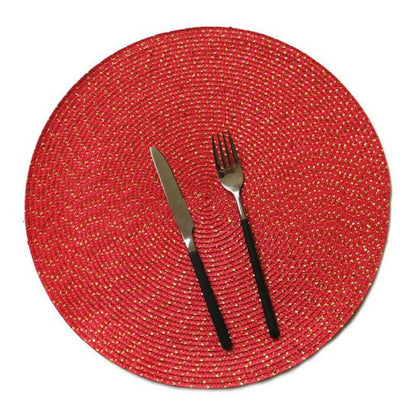 ELECTROPRIME 2 PCS PP Round Oval Woven Placemat, Size:Diameter 18cm(Red)