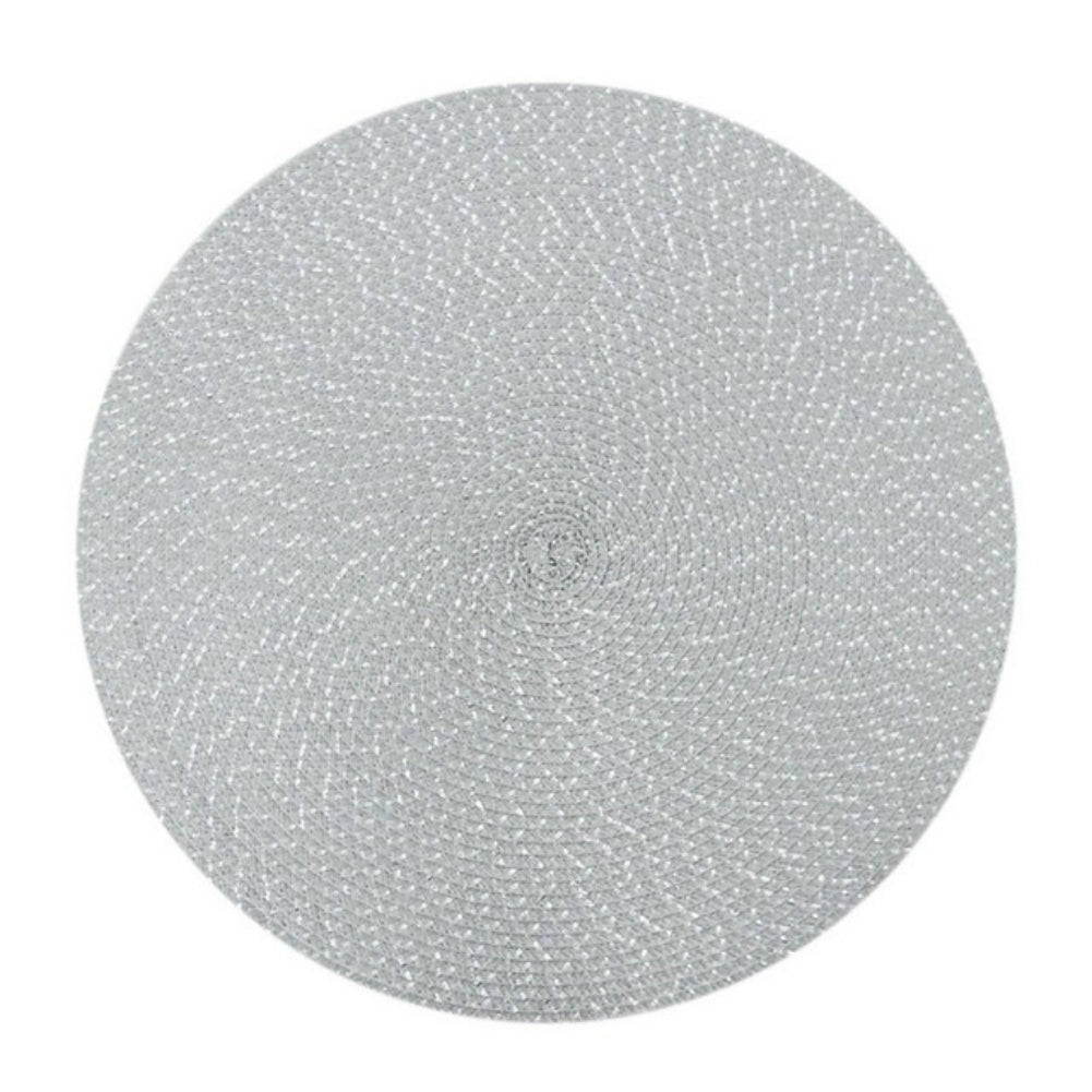 ELECTROPRIME 2 PCS PP Round Oval Woven Placemat, Size:Diameter 18cm(Gray)
