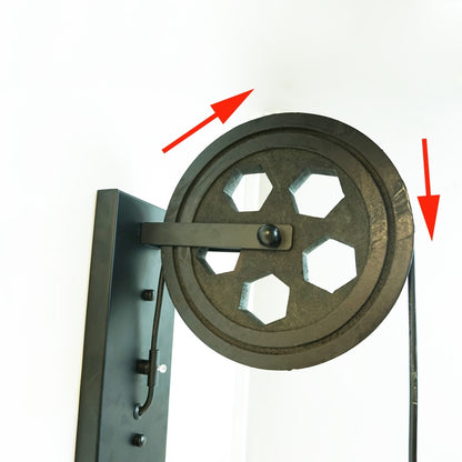 ELECTROPRIME 40W Grenade Retro Wrought Iron Pulley Lifting Wall Lamp Corridor Aisle Porch Wall Lamp(Black No Bulb)