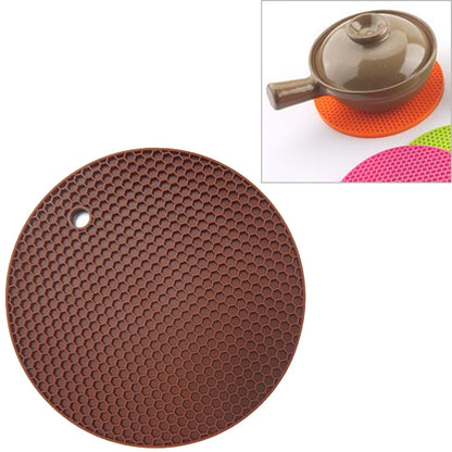 ELECTROPRIME Honeycomb Silicone Round Non-slip Heat Resistant Mat, Size: 18x18x0.8cm(Coffee)