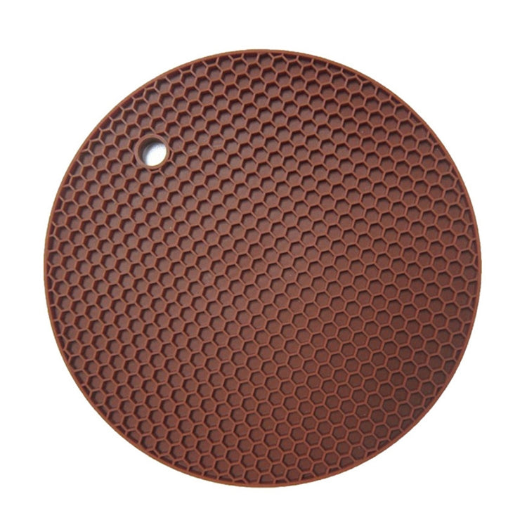 ELECTROPRIME Honeycomb Silicone Round Non-slip Heat Resistant Mat, Size: 18x18x0.8cm(Coffee)