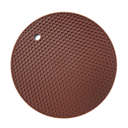 ELECTROPRIME Honeycomb Silicone Round Non-slip Heat Resistant Mat, Size: 18x18x0.8cm(Coffee)