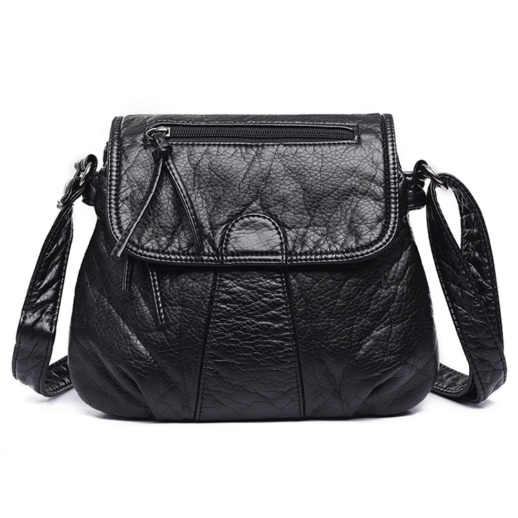 ELECTROPRIME Women Messenger Bags Soft Washed PU Leather Bag Fashion Female Purses and Handbag 25cmX3cmX22cm(Black)