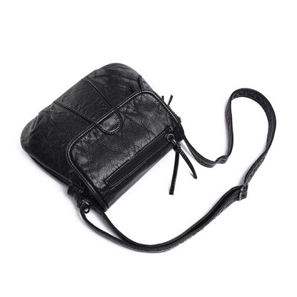 ELECTROPRIME Women Messenger Bags Soft Washed PU Leather Bag Fashion Female Purses and Handbag 25cmX3cmX22cm(Red)