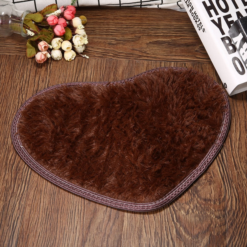 ELECTROPRIME Heart Shape Non-slip Bath Mats Kitchen Carpet Home Decoration(Coffee)