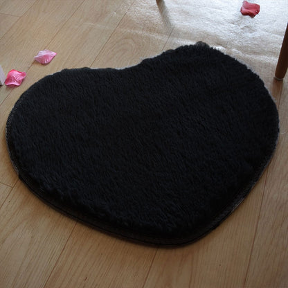 ELECTROPRIME Heart Shape Non-slip Bath Mats Kitchen Carpet Home Decoration(Black)