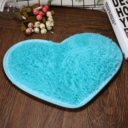 ELECTROPRIME Heart Shape Non-slip Bath Mats Kitchen Carpet Home Decoration(Sky Blue)