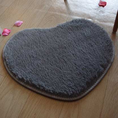 ELECTROPRIME Heart Shape Non-slip Bath Mats Kitchen Carpet Home Decoration(Silver Grey)