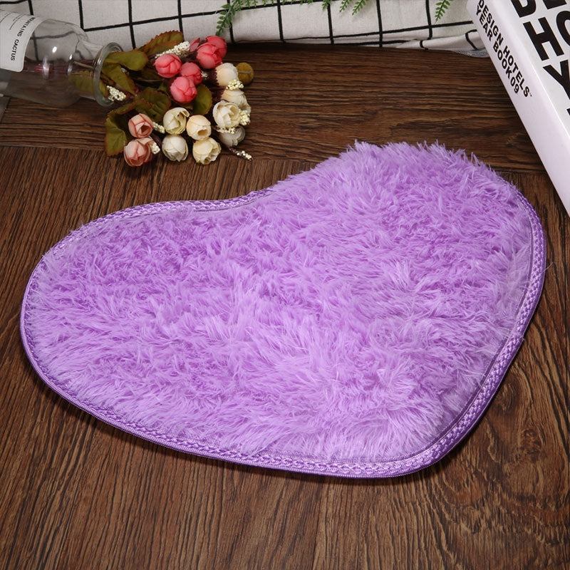 ELECTROPRIME Heart Shape Non-slip Bath Mats Kitchen Carpet Home Decoration(Purple)