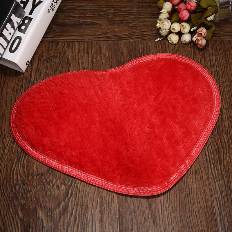 ELECTROPRIME Heart Shape Non-slip Bath Mats Kitchen Carpet Home Decoration(Red)