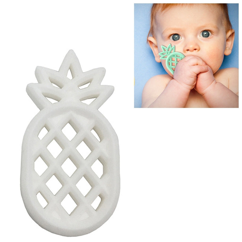 ELECTROPRIME Pineapple Silicone Teether Babies Teething Pendant Nursing Soft Silicone Safe Toys for Soothe Teething Baby(White)