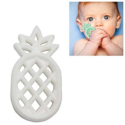 ELECTROPRIME Pineapple Silicone Teether Babies Teething Pendant Nursing Soft Silicone Safe Toys for Soothe Teething Baby(White)