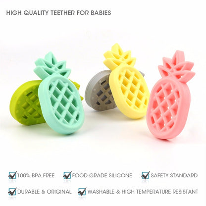ELECTROPRIME Pineapple Silicone Teether Babies Teething Pendant Nursing Soft Silicone Safe Toys for Soothe Teething Baby(Yellow)