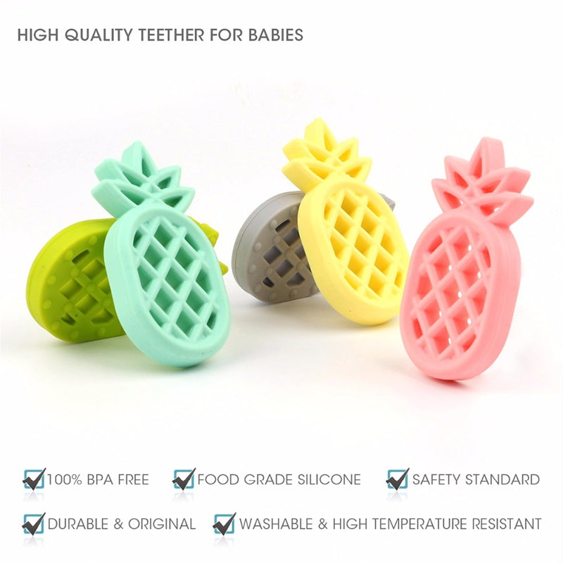 ELECTROPRIME Pineapple Silicone Teether Babies Teething Pendant Nursing Soft Silicone Safe Toys for Soothe Teething Baby(Purple)