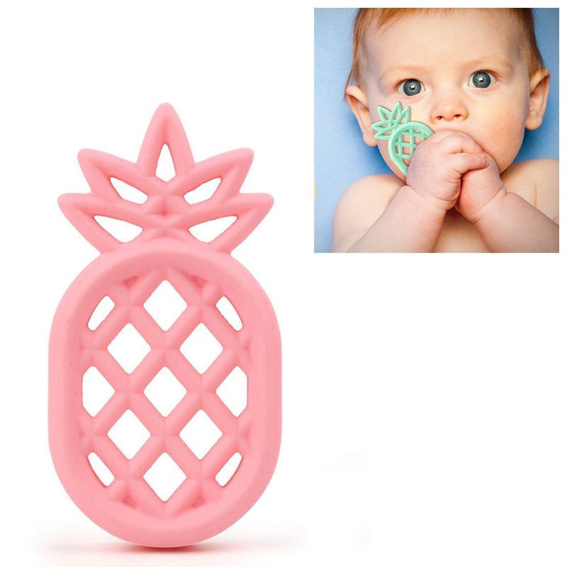 ELECTROPRIME Pineapple Silicone Teether Babies Teething Pendant Nursing Soft Silicone Safe Toys for Soothe Teething Baby(Pink)