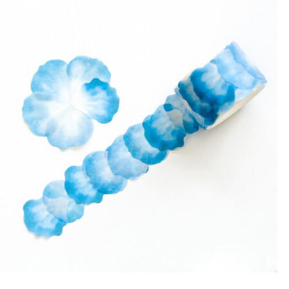 ELECTROPRIME Flower Petals Tape Decorative Masking Tape Scrapbooking Diary Paper Stickers Size: 4.0x3.5cm(Blue)