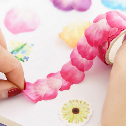 ELECTROPRIME Flower Petals Tape Decorative Masking Tape Scrapbooking Diary Paper Stickers Size: 4.0x3.5cm(Blue)