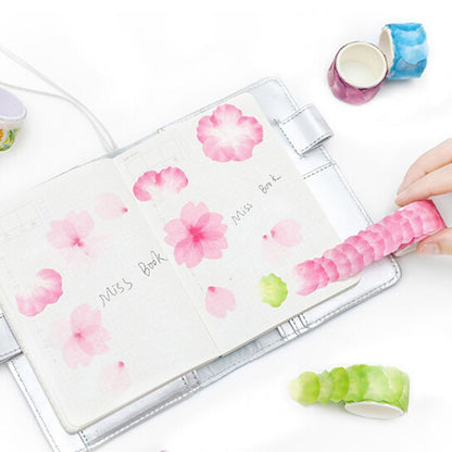 ELECTROPRIME Flower Petals Tape Decorative Masking Tape Scrapbooking Diary Paper Stickers Size: 4.0x3.5cm(Blue)