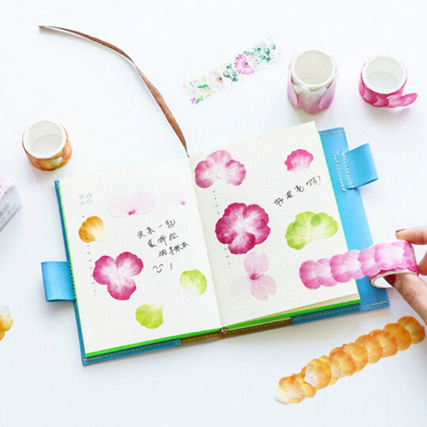 ELECTROPRIME Flower Petals Tape Decorative Masking Tape Scrapbooking Diary Paper Stickers Size: 4.0x3.5cm(Blue)