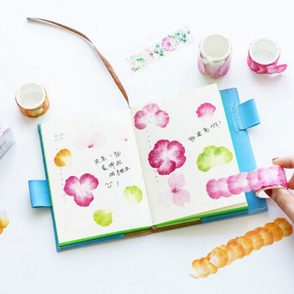 ELECTROPRIME Flower Petals Tape Decorative Masking Tape Scrapbooking Diary Paper Stickers Size: 4.0x3.5cm(Blue)