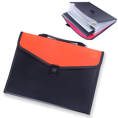 ELECTROPRIME Portable 12-Layer File Pocket A4 Expanding File Classified Folder PP Storage Clip Ticket Package(Orange)