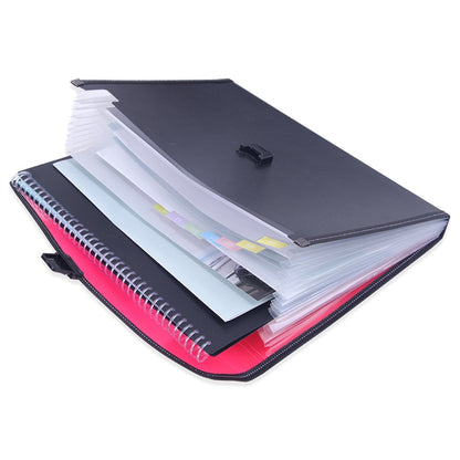 ELECTROPRIME Portable 12-Layer File Pocket A4 Expanding File Classified Folder PP Storage Clip Ticket Package(Orange)
