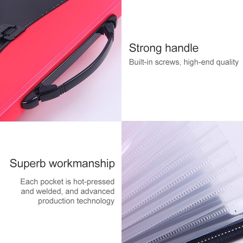 ELECTROPRIME Portable 12-Layer File Pocket A4 Expanding File Classified Folder PP Storage Clip Ticket Package(Orange)
