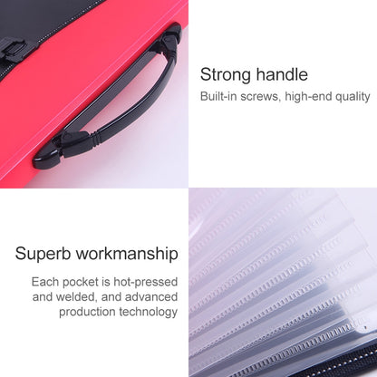 ELECTROPRIME Portable 12-Layer File Pocket A4 Expanding File Classified Folder PP Storage Clip Ticket Package(Orange)