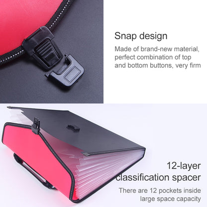 ELECTROPRIME Portable 12-Layer File Pocket A4 Expanding File Classified Folder PP Storage Clip Ticket Package(Orange)