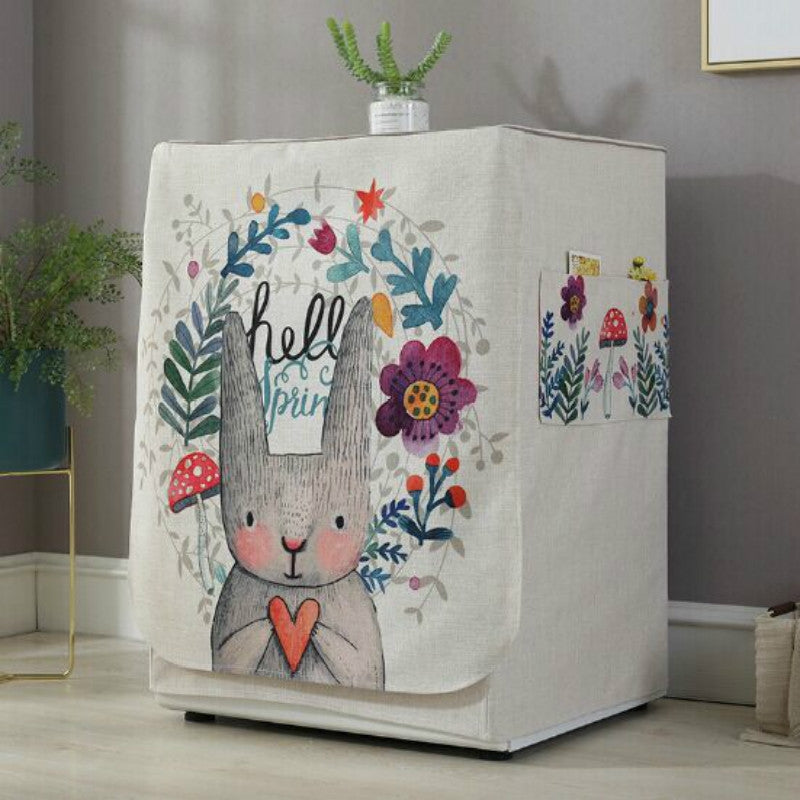 ELECTROPRIME Cartoon Cotton and Linen Drum Roller Washing Machine Dust Cover, Size:83x60x60cm(Hello Rabbit)