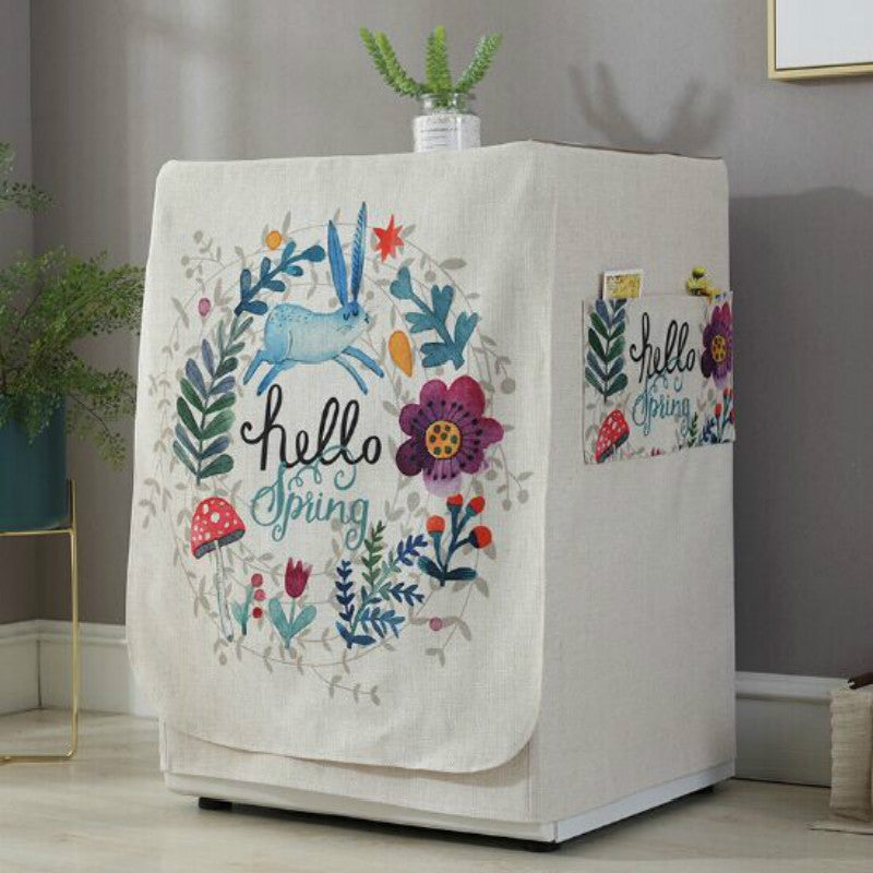 ELECTROPRIME Cartoon Cotton and Linen Drum Roller Washing Machine Dust Cover, Size:83x60x60cm(Rabbit)