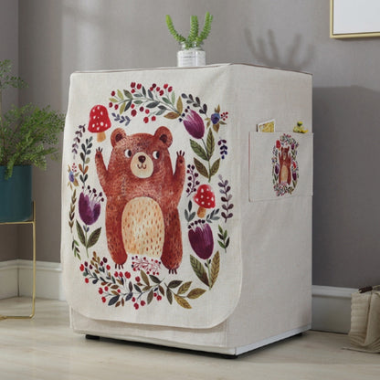 ELECTROPRIME Cartoon Cotton and Linen Drum Roller Washing Machine Dust Cover, Size:83x60x60cm(Happy Bear)