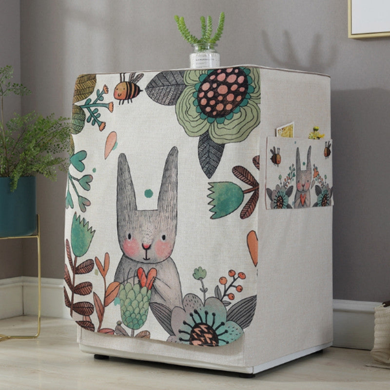 ELECTROPRIME Cartoon Cotton and Linen Drum Roller Washing Machine Dust Cover, Size:83x60x60cm(Love Rabbit)