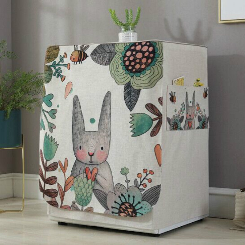 ELECTROPRIME Cartoon Cotton and Linen Drum Roller Washing Machine Dust Cover, Size:83x60x60cm(Love Rabbit)