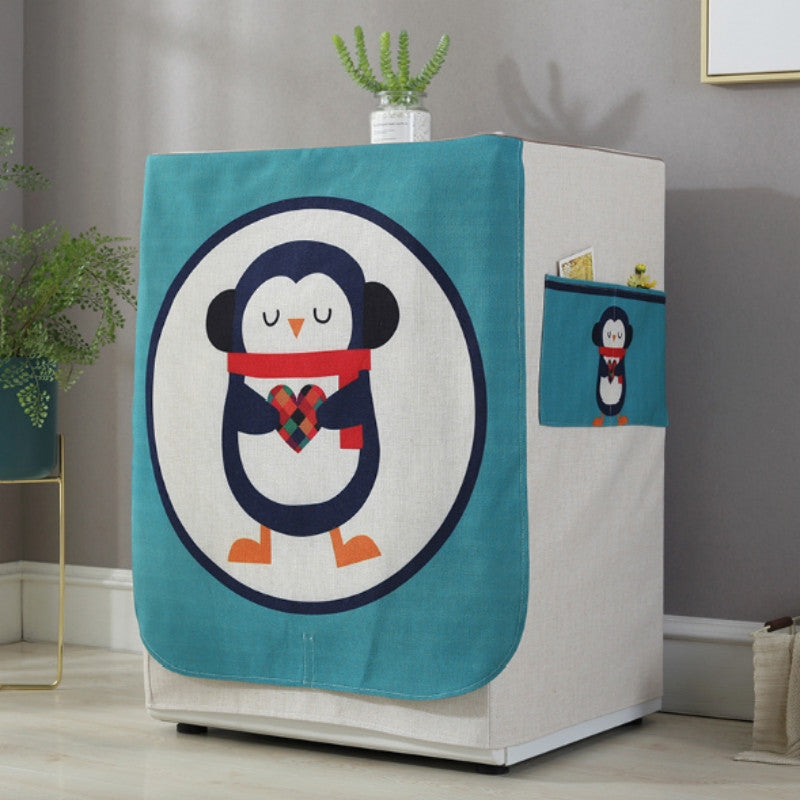 ELECTROPRIME Cartoon Cotton and Linen Drum Roller Washing Machine Dust Cover, Size:83x60x60cm(Penguin)