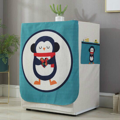 ELECTROPRIME Cartoon Cotton and Linen Drum Roller Washing Machine Dust Cover, Size:83x60x60cm(Penguin)