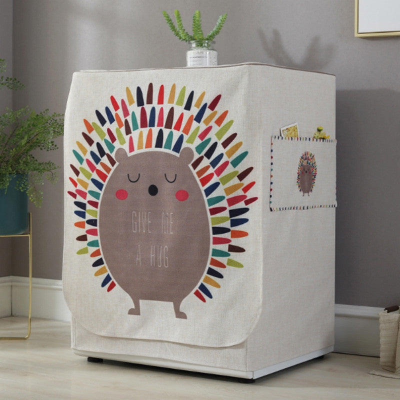 ELECTROPRIME Cartoon Cotton and Linen Drum Roller Washing Machine Dust Cover, Size:83x60x60cm(Hedgehog)