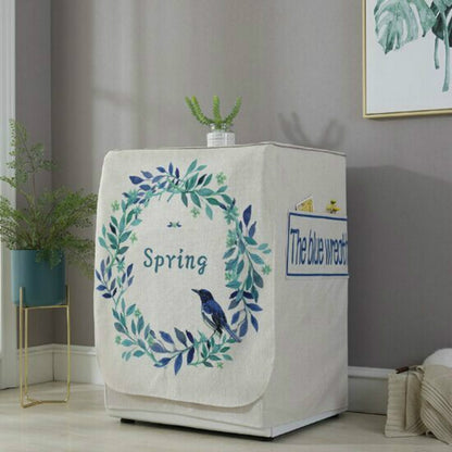 ELECTROPRIME Cartoon Cotton and Linen Drum Roller Washing Machine Dust Cover, Size:83x60x60cm(Blue Flower)