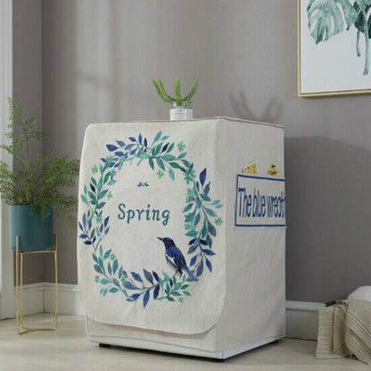 ELECTROPRIME Cartoon Cotton and Linen Drum Roller Washing Machine Dust Cover, Size:83x60x60cm(Blue Flower)