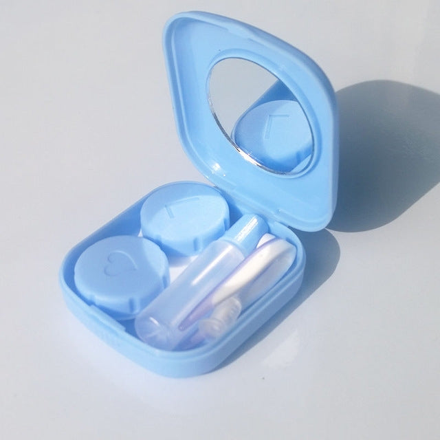 ELECTROPRIME 5PCS/Set Mini Square Plastic Contact Lens Case with Mirror(Blue)