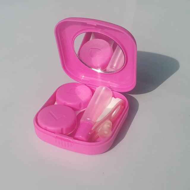 ELECTROPRIME 5PCS/Set Mini Square Plastic Contact Lens Case with Mirror(Red)