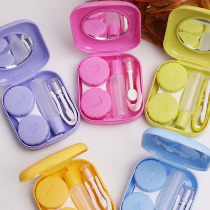 ELECTROPRIME 5PCS/Set Mini Square Plastic Contact Lens Case with Mirror(Red)