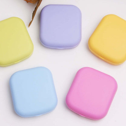 ELECTROPRIME 5PCS/Set Mini Square Plastic Contact Lens Case with Mirror(Red)