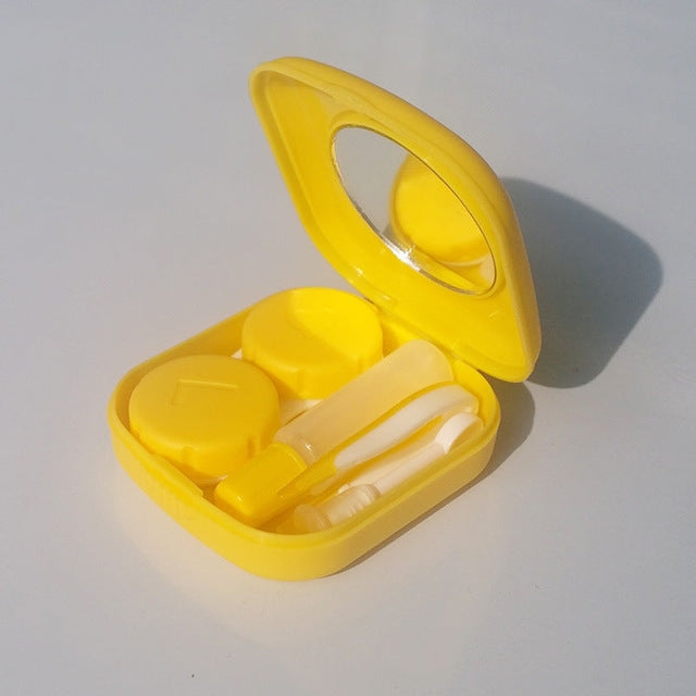 ELECTROPRIME 5PCS/Set Mini Square Plastic Contact Lens Case with Mirror(Yellow)