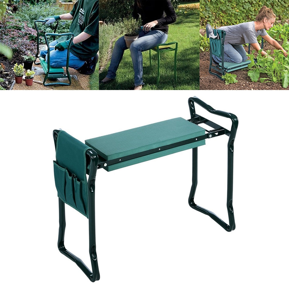 ELECTROPRIME Folding Stainless Steel Garden Stool Garden Knee Pads with Bag