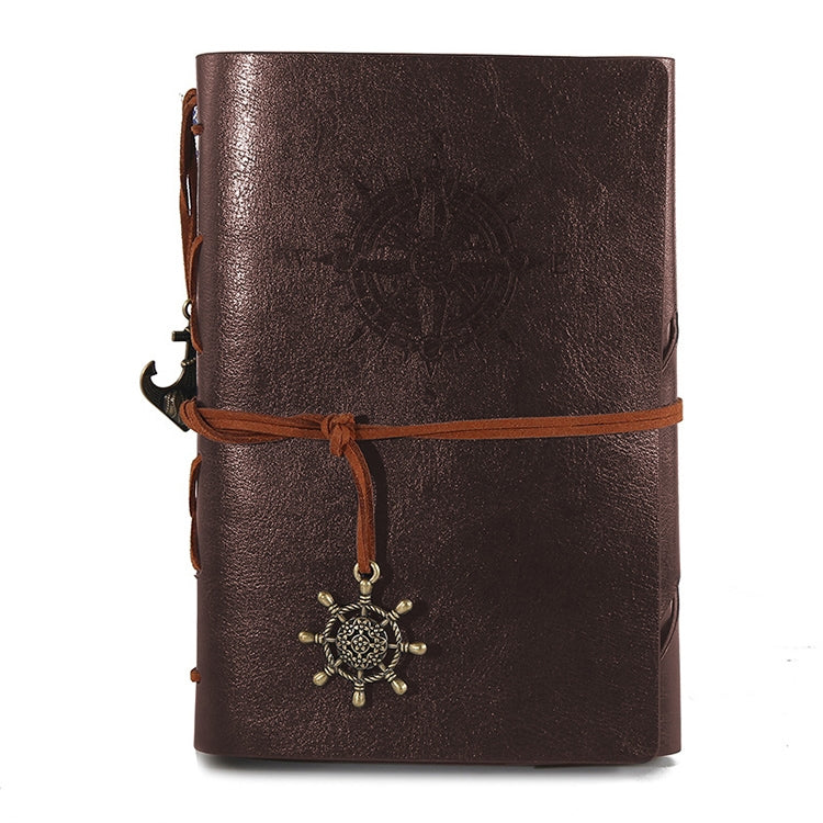 ELECTROPRIME Spiral Notebook Diary Notepad Vintage Pirate Anchors PU Leather Stationery Gift Traveler Journal, Paper Size:S(coffee)